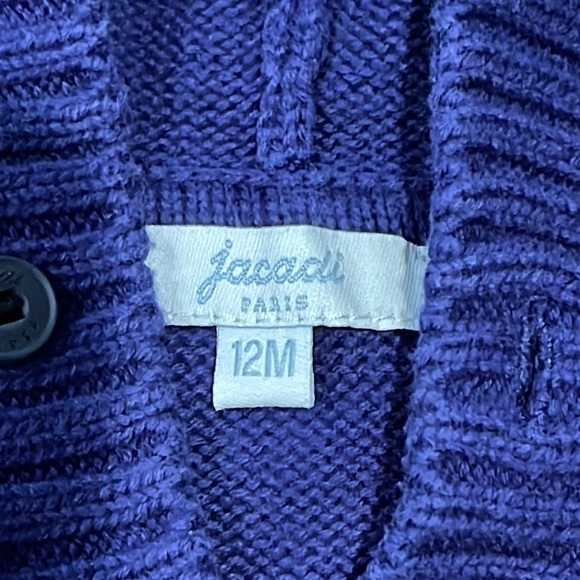 Jacadi Boys Blue Hooded Sweater Size 12 months - Picture 3 of 4
